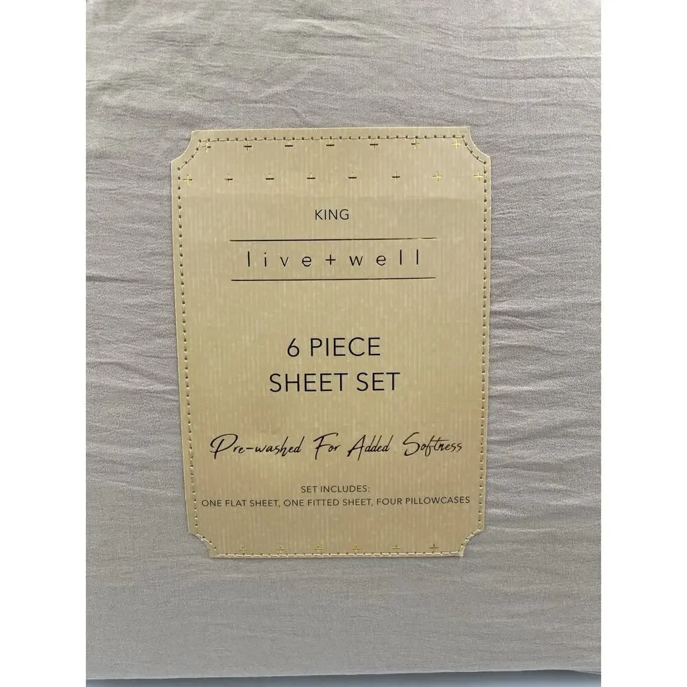 Live + Well 6 Piece Brown King Sheet Set New with Tags - Fast Shipping! - Picture 2 of 5